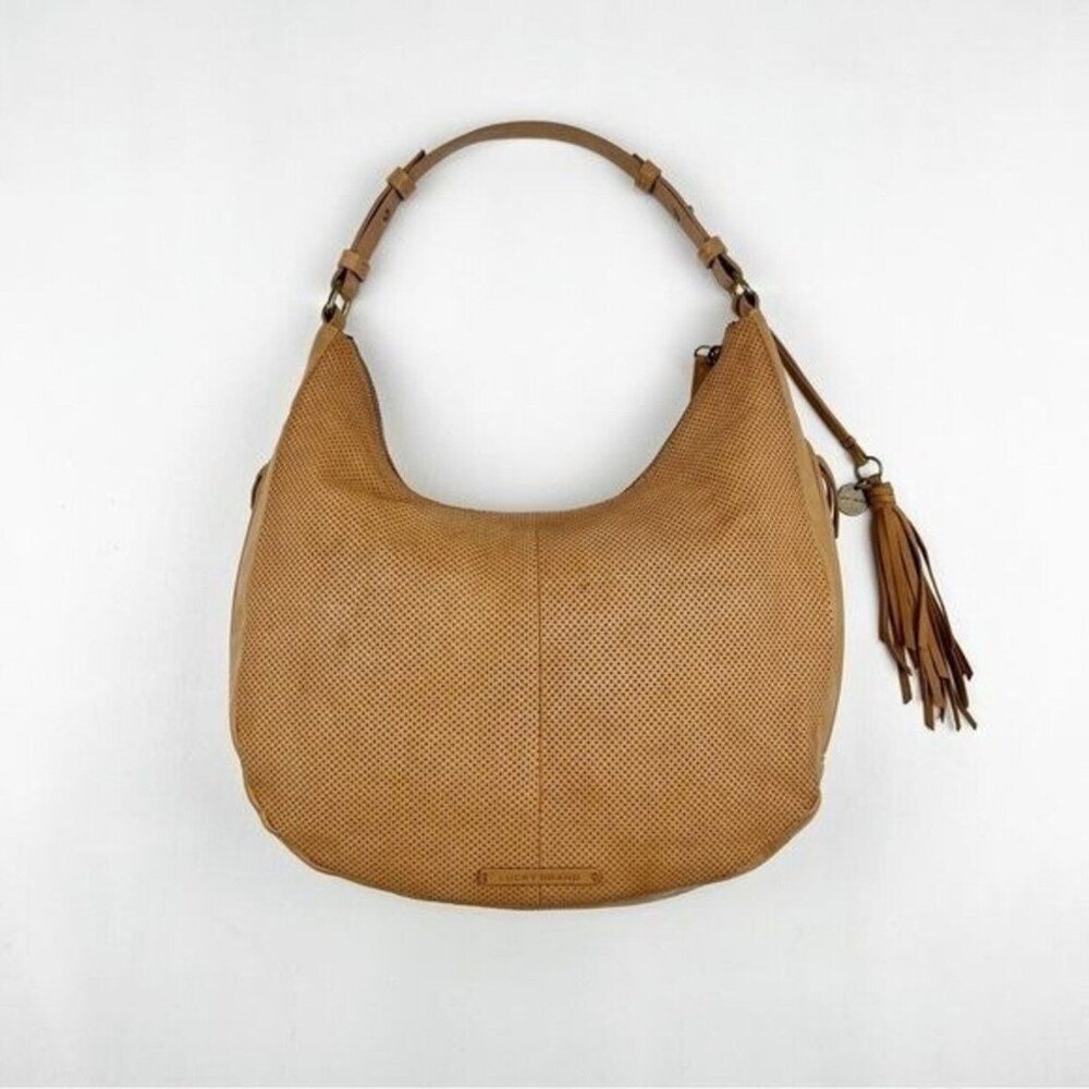 Lucky Brand Ebon Perforated Leather Hobo in Vachetta
